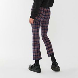 UO Lola Plaid Kick Flare Pant Blue Multi